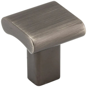 1" Overall Length Satin Nickel Square Park Cabinet Knob