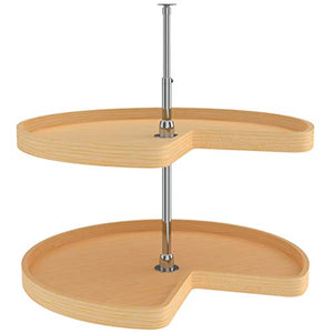 Wooden 2-Shelf Kidney Shaped Lazy Susan Turntable