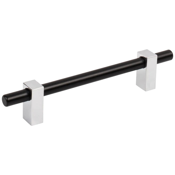 128 mm Center-to-Center Matte Black with Polished Chrome Larkin Cabinet Bar Pull - LARKIN 2