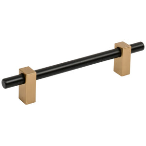 128 mm Center-to-Center Matte Black with Polished Chrome Larkin Cabinet Bar Pull - LARKIN 2