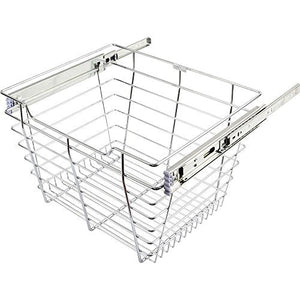 Hardware Resources Chrome Closet Pullout Basket 14" D x 17" W x 11" H