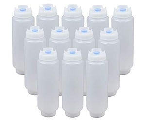 FIFO Squeeze Bottle Refillable 16 oz Blue Tip (12 Pack)