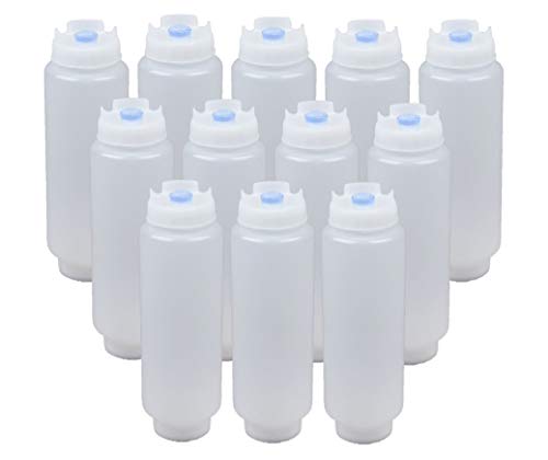 FIFO Squeeze Bottle Refillable 16 oz Blue Tip (12 Pack)