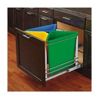 Triple 25QT Bottom Mount Recycle Center Pull-Out with Soft-Close,