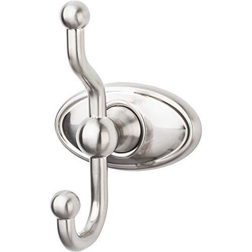 Top Knobs - ED2BSNC - Bath Double Hook - Brushed Satin Nickel - Oval Backplate - Edwardian Collection