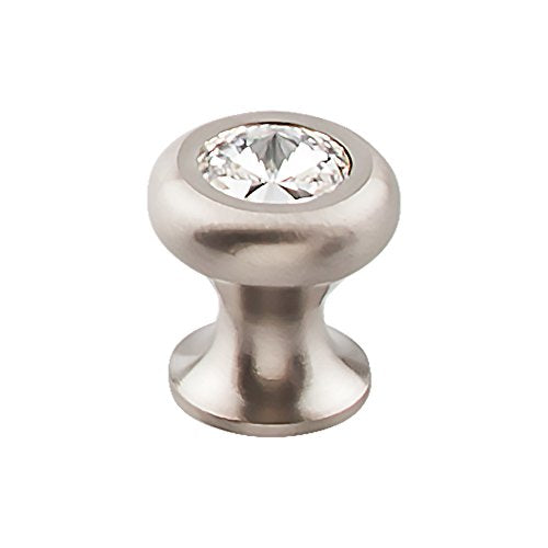Top Knobs TK845BSN Serene Collection 15/16" Clear Crystal Knob, Brushed Satin Nickel Base