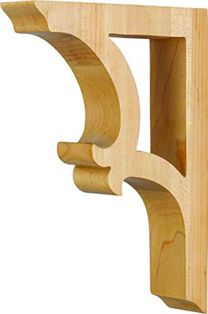 Acanthus Solid Wood Bar Bracket Corbel (3" x 7" x 10", Rubberwood)