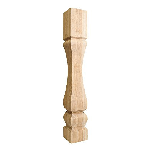 Baroque Wood Post (Island Leg). 5" x 5" x 35-1/2". Species: Rubberwood.