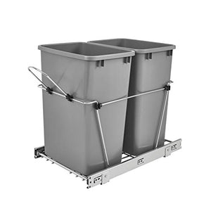 Rev-A-Shelf - RV - Double 35 Qt. Pull-Out Black and Chrome Waste Container