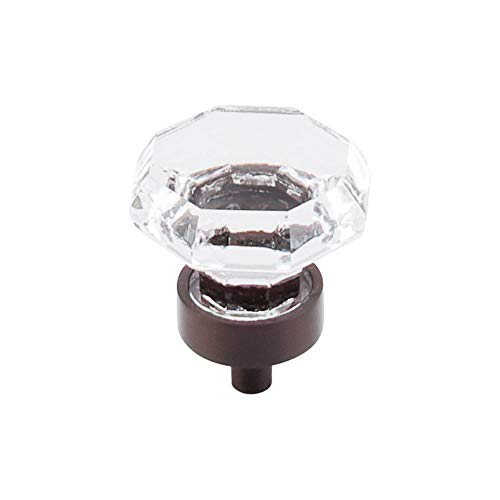 Top Knobs TK128ORB Crystal Collection 1-3/8" Clear Octagon Crystal Knob w/ Oil Rubbed Bronze Base