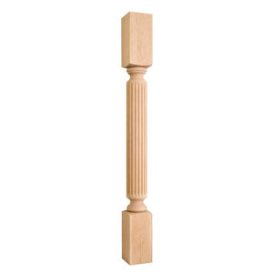 Fluted Pattern Wood Post (Rubberwood)