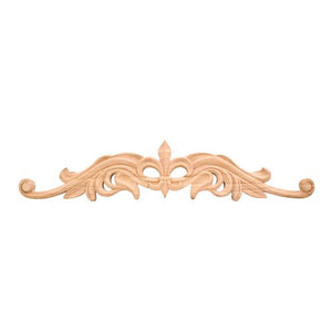 Hand Carved Unfinished Fleur-de-Lis Onlay (20 in. x 0.75 in. x 3.75 in. Cherry)