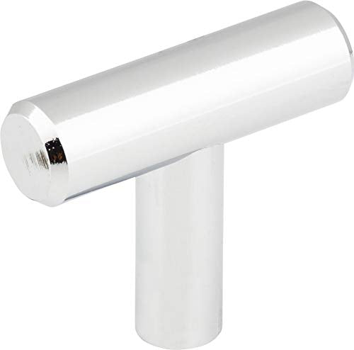 Hardware Resources - Jeffrey Alexander 40mm Overall Length ''T'' Cabinet Knob with Beveled Ends. 7/16'' Diameter. Packaged with one 8/32'' x 1'' screw. Finish: Polished Chrome.