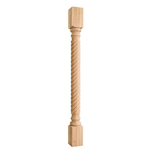 Wood Post with Rope Pattern (Island Leg). 3" x 3" x 42". Species: Rubberwoo