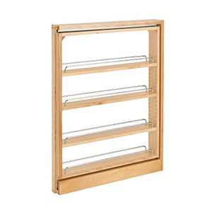 Rev-A-Shelf Cabinet Filler Pullout Kitchen Wooden Spice Rack Holder Shelves for Storage Organization