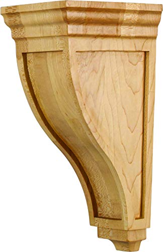 Acanthus Solid Wood Bar Bracket Corbel (3" x 7" x 10", Alder)