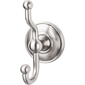 Top Knobs - ED2BSND - Bath Double Hook - Brushed Satin Nickel - Plain Backplate - Edwardian Collection