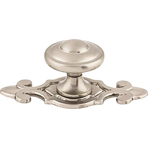 Top Knobs M2135 Britannia Collection 1-1/4" Canterbury Knob w/Backplate, Brushed Satin Nickel