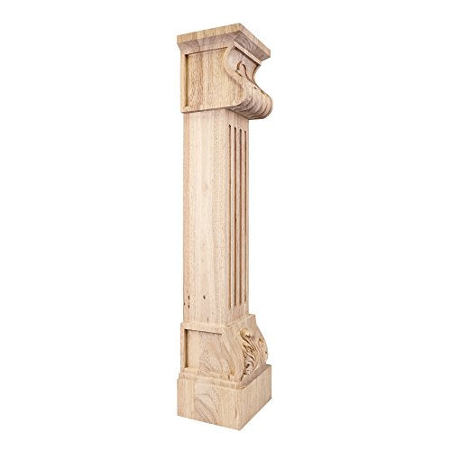 Home Decor FCORE-ALD Acanthus Fluted Wood Fireplace / Mantel Corbel with Shell Detail - Alder