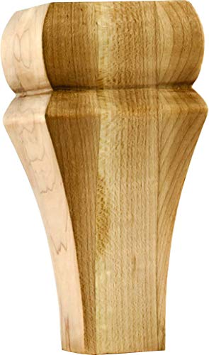 Cabinet Furniture Leg 4" Round x 5" Tall Bun Foot with Flat Ogee Design - Hard Maple