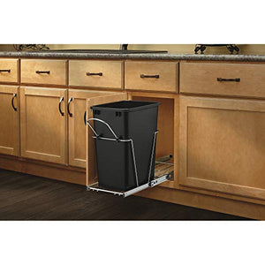 Rev-A-Shelf Single 35 Quart Pull Out Trash Can for Kitchen or Bathroom Cabinet Drawer Storage