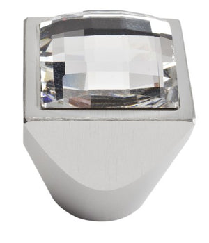 Atlas Homewares 3196 Crystal Collection .98-Inch Square Large Crystal Knob, Matte Chrome
