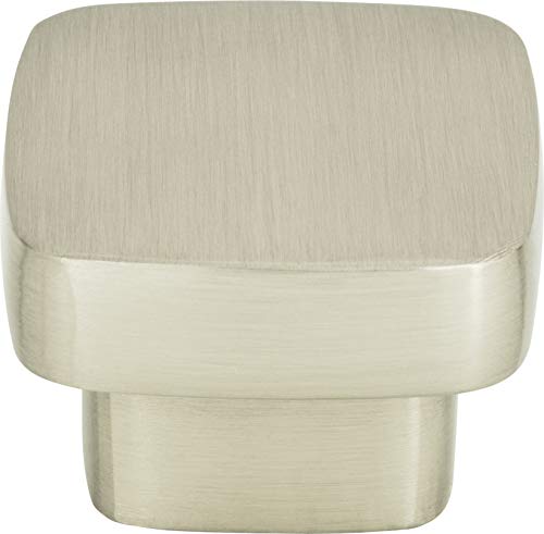 Atlas Homewares A909 Chunky Knobs 1-3/8 Inch Square Cabinet Knob, Brushed Nickel