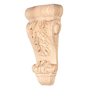 Low Profile, Small Wood Corbel with Acanthus Detail. 2-3/4" x 1-3/8" x 6".