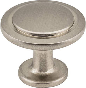 1-1/4" Diameter Cabinet Knob. Packaged with one 8-32 x 1" and one 1-1/4" Break-Away Screw. Finish: Brushed Pewter