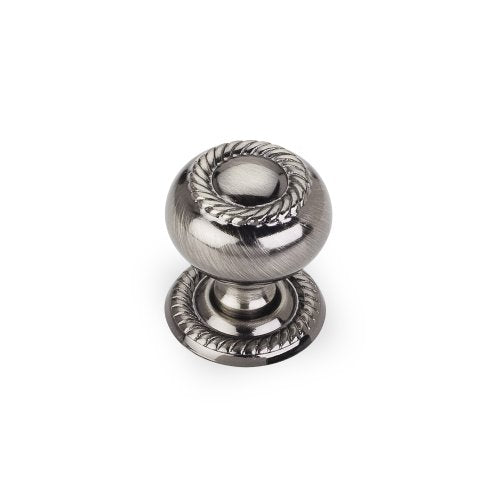 Rhodes Rope Detail Knob with Back Plate - 1 1/4" Diameter