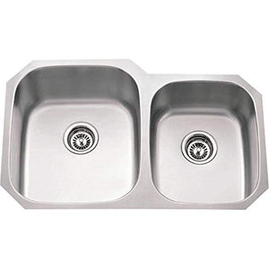 Stainless Steel (18 Gauge) Kitchen Sink w/Two Unequal Bowls