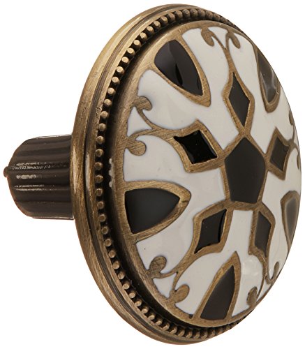Atlas Homewares 3186-B/W 1.5-Inch Canterbury Knob from The Canterbury Collection, Antique Brass Material with Enameling Lacquer, Black and White