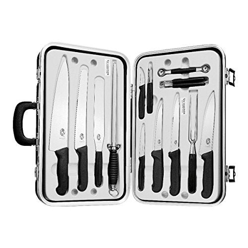 Victorinox Swiss Army 7-Piece Master Competition BBQ Set with Red Fibrox Pro Handles and Knife Roll