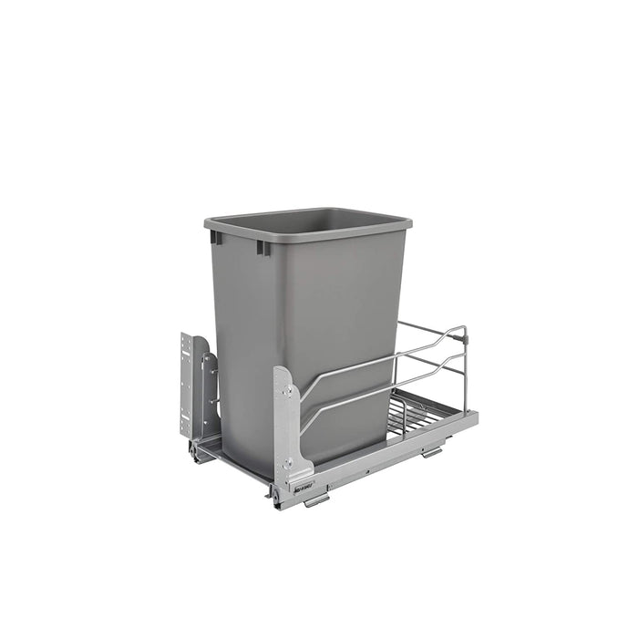 Rev-A-Shelf 53WC-1535SCDM-117 Single 35-Quart Kitchen Base Cabinet Pull Out Waste Container Trash Can with Soft-Close Slides, Gray