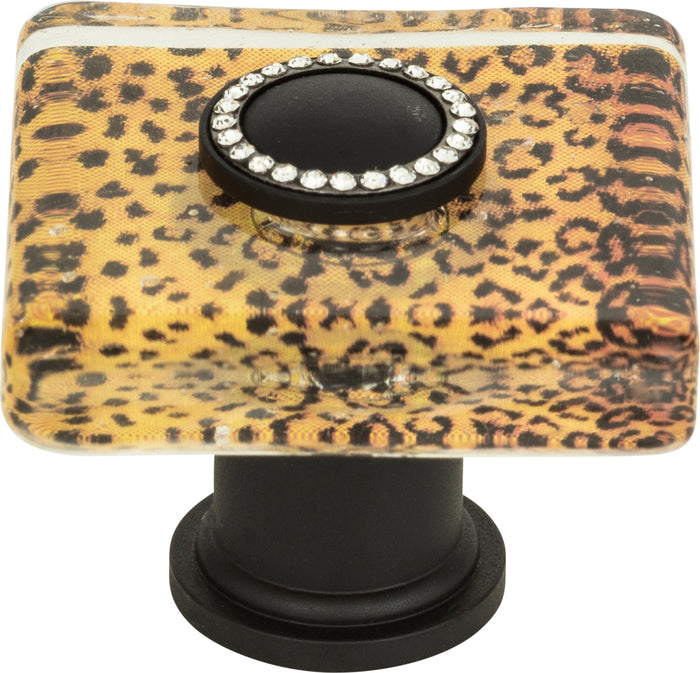 Atlas Homewares Cheetah Glass Square Knob 1 1/2 Inch Matte Black 3232-BL