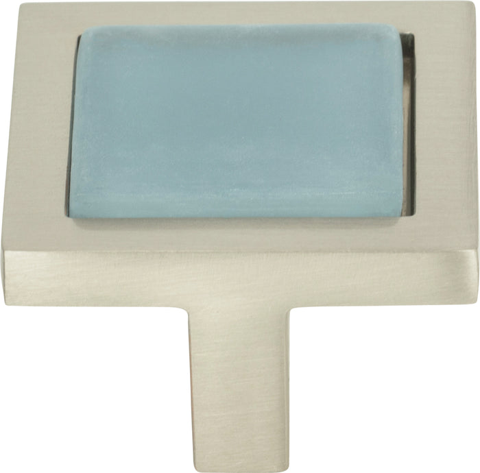 Atlas Homewares Spa Blue Square Knob 1 3/8 Inch Brushed Nickel 230-BLU-BRN